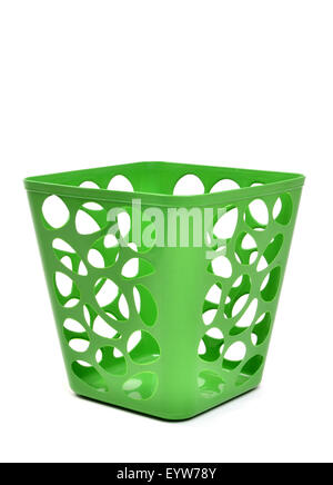 green plastic basket isolated on white background Stock Photo