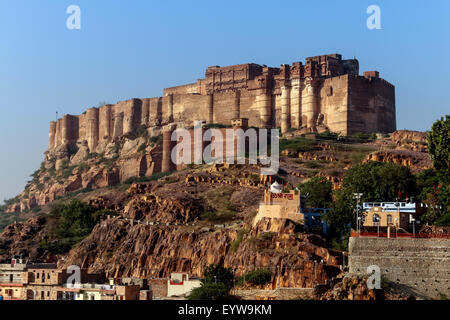 Mehrangarh Fort, Meherangarh, on the hill, Jodhpur, Rajasthan, India Stock Photo