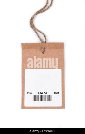 price tag with barcode on  white background Stock Photo