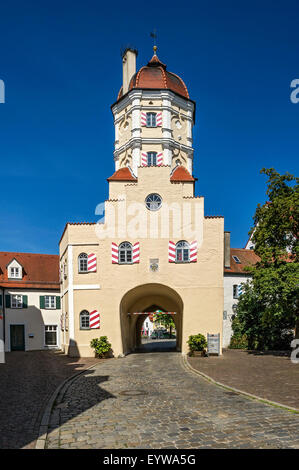 Medieval Oberes Tor or Upper Gate, Aichach, Swabia, Bavaria, Germany Stock Photo