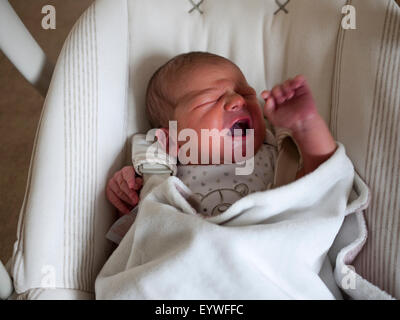 Newborn baby boy crying, England, UK. Stock Photo