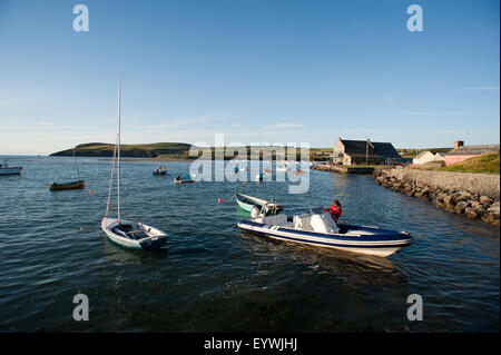 Boats moored at Newport boat club parrog newport pembrokeshire Stock Photo