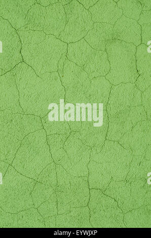 green painted cracked wall background texture Stock Photo