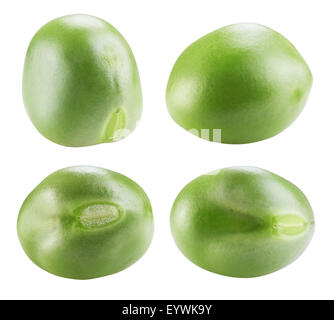 Macro fresh green peas isolated on white background. Clipping Path Stock Photo