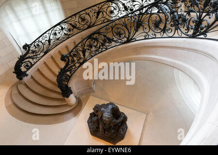 Circular staircase with the statue Ugolino and His Son by Jean-Baptiste Carpeaux, Petit Palais, Paris, France, Europe Stock Photo