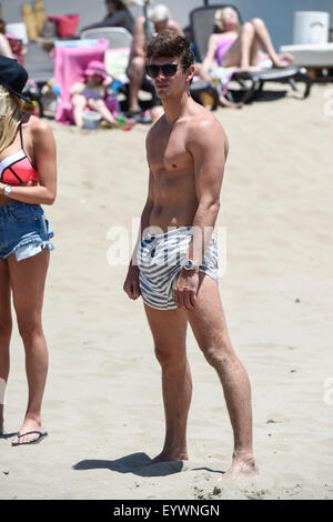 TOWIE stars film beach volleyball match in Marbella  Featuring: Jake Hall Where: Marbella, United Kingdom When: 03 Jun 2015 C Stock Photo