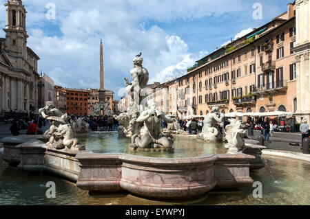 Fontana del Moro, by Bernini, Piazza Navona, Rome, Lazio, Italy, Europe Stock Photo