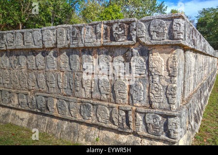 Platform of Skulls, Chichen Itza, UNESCO World Heritage Site, Yucatan, Mexico, North America Stock Photo