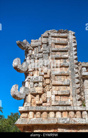 Chac Rain God masks, The Palace, Xlapak, Mayan archaeological site, Yucatan, Mexico, North America Stock Photo