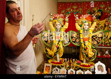 Arrathy celebration in an ISKCON temple, Sarcelles, Val d'Oise, France, Europe Stock Photo