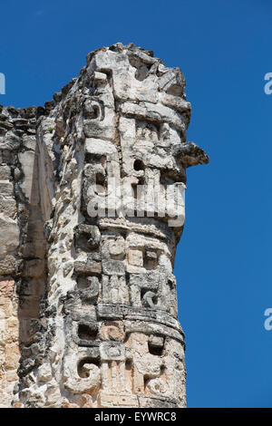 Chac Rain God, Dzibilnocac (Painted Vault) Temple, Dzibilnocac, Mayan archaeological ruins, Chenes style, Campeche, Mexico Stock Photo