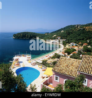 View over bay, Kalami, north east coast, Corfu, Ionian Islands, Greek Islands, Greece, Europe Stock Photo