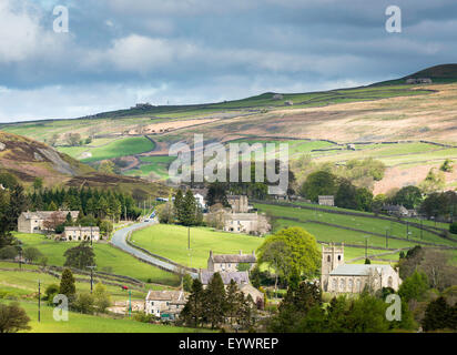 View of the village of Langthwaite in Arkengarthdale, Yorkshire, England, United Kingdom, Europe Stock Photo