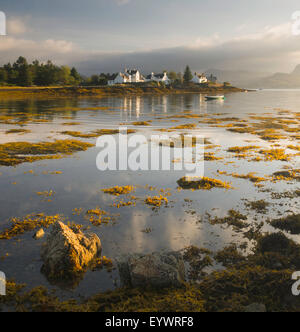 Dawn view of Plockton Harbour and Loch Carron near the Kyle of Lochalsh in the Scottish Highlands, Scotland, United Kingdom Stock Photo