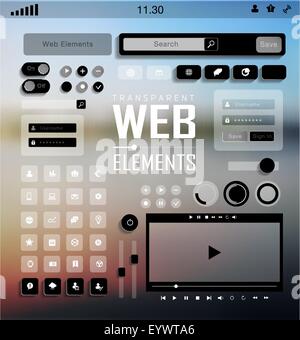 Vector Web Elements, Buttons and Labels. Site Navigation. Stock Vector