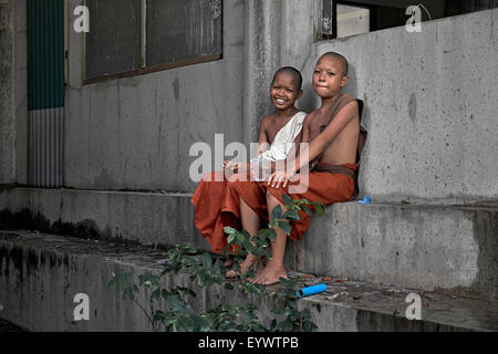 Thailand monk. Novice boy monks at a Thailand temple retreat. Thailand S. E. Asia Stock Photo