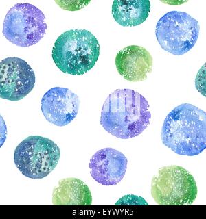 Abstract seamless geometric hand-painted texture with funny round shapes on white background Stock Photo