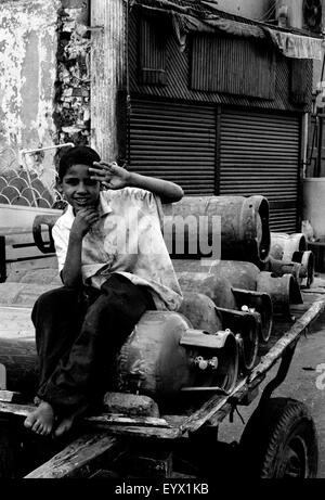 boy sitting on cart egypt brian mcguire Stock Photo