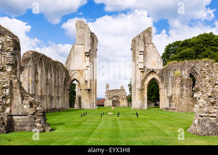 The ruins of Glastonbury Abbey, associated with the legend of King Arthur, Glastonbury, Somerset, England, UK Stock Photo