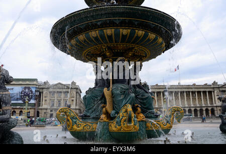 Fontaines de la Concorde in the Place to la Concorde in Paris. Stock Photo