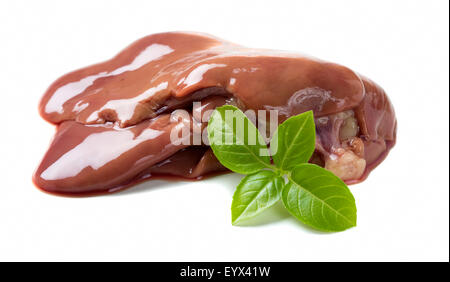 fresh and raw liver isolated on white background Stock Photo