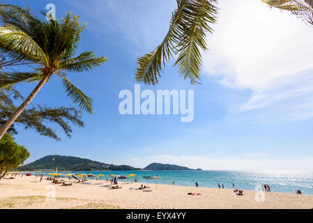 Beautiful landscape Hat Patong Beach and Andaman Sea under sky sunny at the summer, famous attractions in Phuket island of Thail Stock Photo