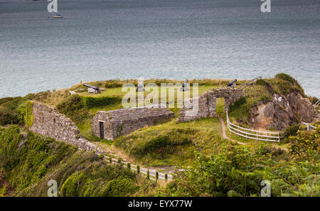 Fishguard Fort, perched above Lower Town, Fishguard, Pembrokeshire, Wales, UK Stock Photo