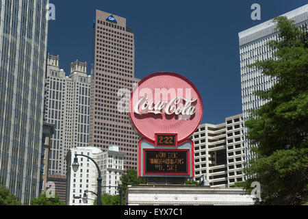 COCA COLA PUBLIC CLOCK SIGN FIVE POINTS DISTRICT DOWNTOWN ATLANTA