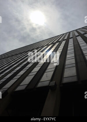 Looking up at 2 Pennsylvania Plaza office building in Midtown West, New York City. Stock Photo