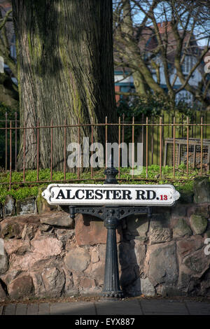 An ‘Alcester Road’ sign in Moseley which is being featured in the urban section of ‘Best Places to Live’ UK Stock Photo