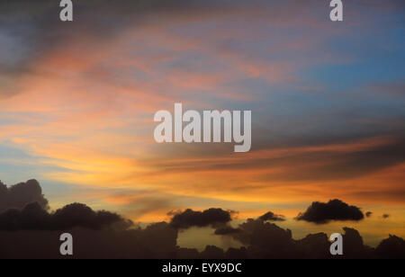 Majestic clouds and Beautiful Sky at Sunset before monsoon. Stock Photo