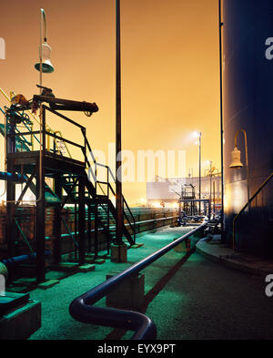 chemical plant at night Stock Photo