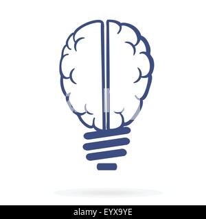 Human brain lightbulb web icon vector illustration. Stock Vector