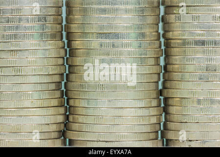 coin stack seamless texture - coins in columns Stock Photo