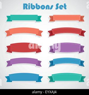 10 ribbons design set for web icons vector illustration. Stock Vector