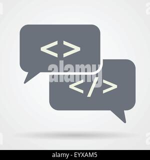 Speech bubble with opening and closing html tags vector illustration. Stock Vector
