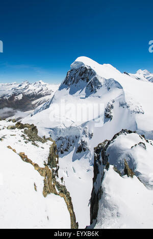 Breithorn summit from the viewing platform at the Matterhorn Glacier Paradise Stock Photo