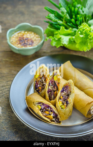 Fried Chinese Traditional Spring rolls food, asian cuisine Stock Photo