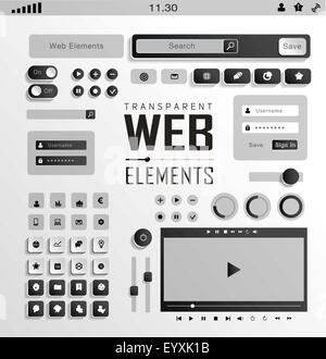 Vector Web Elements, Buttons and Labels. Site Navigation. Stock Vector