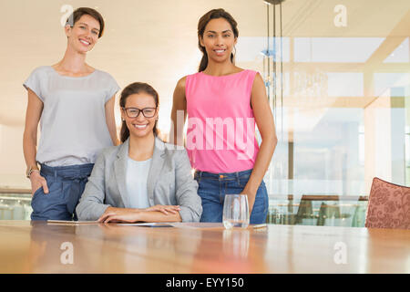 Portrait confident businesswomen in conference room Stock Photo