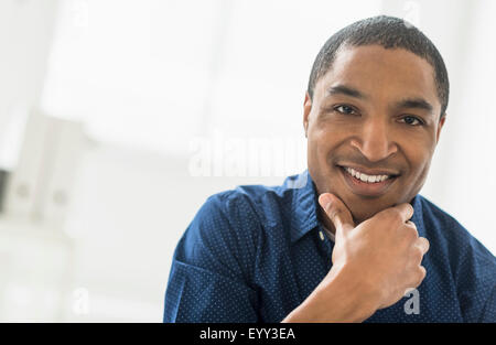 Close up of Black businessman smiling Stock Photo