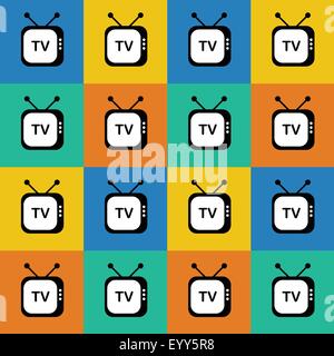Retro tv web icon. Seamless pattern. Vector background. Stock Vector