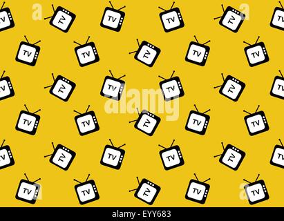 Retro tv web icon. Seamless pattern. Vector background. Stock Vector