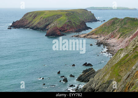 Gateholm Island & Skokholm Island beyond, Pembrokeshire, West Wales Stock Photo