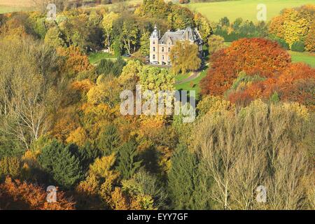 aerial view to castle and park in autumn, Belgium, Aarschot Stock Photo