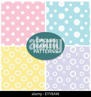 Vector seamless pattern set with circles brush strokes. Black and white ...