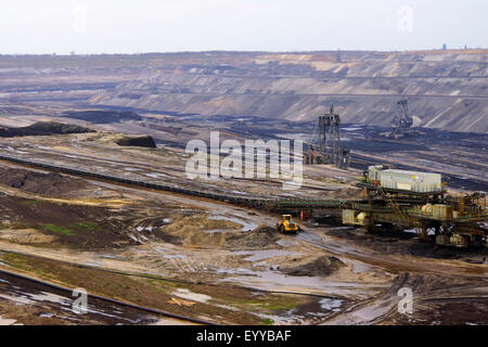 view from observation deck to Garzweiler surface mine, Germany, North Rhine-Westphalia, Jackerath, Titz Stock Photo