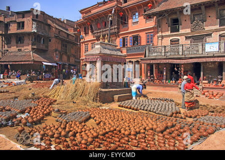 pottery square in the old city, Nepal, Kathmandu, Bhaktapur Stock Photo