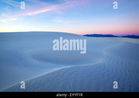 Sunrise over sand dunes, White Sands National Monument, New Mexico, United States Stock Photo