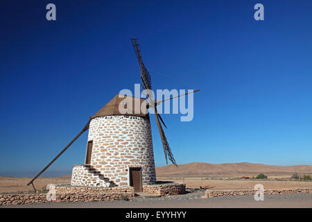 windmill north of Tefia, Canary Islands, Fuerteventura Stock Photo